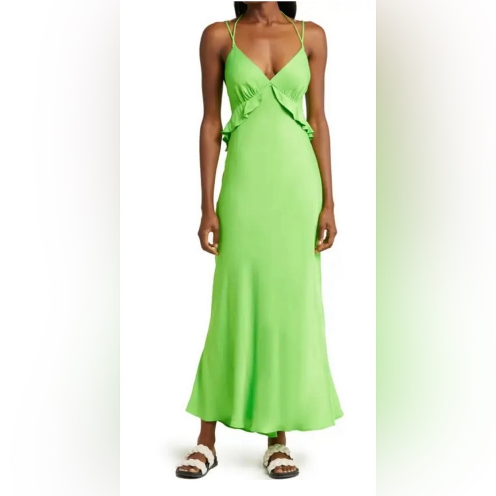 Farm Rio Ruffle Dress in Lime size S
